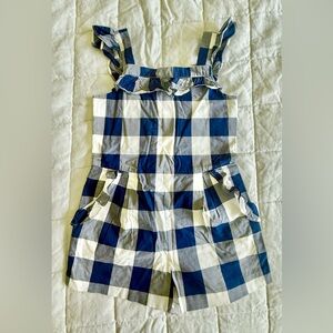 Janie and Jack Navy and White Plaid Kids Romper